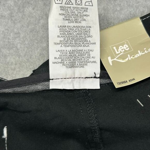 Lee Shorts Womens 14 Black Contrast Trim Stretch Khakis Brand Mid Length NWT $32 - Picture 7 of 14
